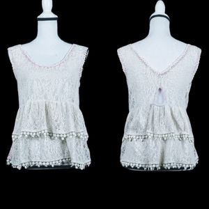 Babydoll FREE PEOPLE Y2K Daydream Lace Tank Keyhole